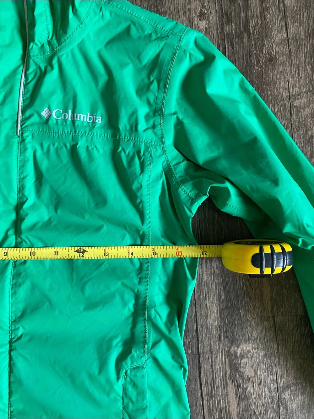 Columbia Kid Green Hooded Raincoat (Size M) 10/12